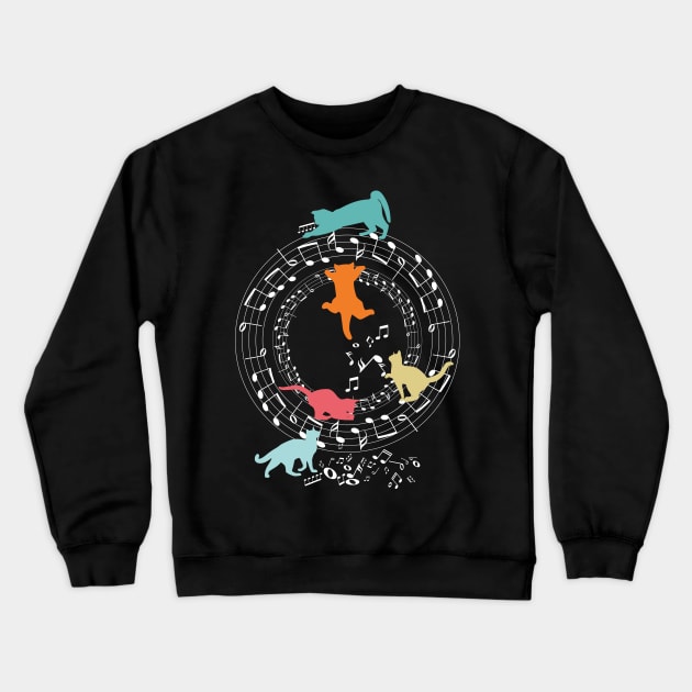 Funny Cats Playing Music Notes Crewneck Sweatshirt by DigitalNerd